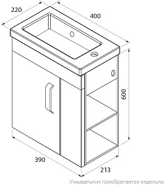 Iddis Тумба под раковину Torr 40 R подвесная белая – фотография-5